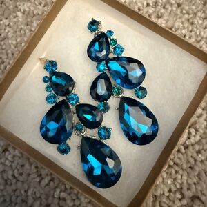 Elegant Blue Crystal Drop Earrings
